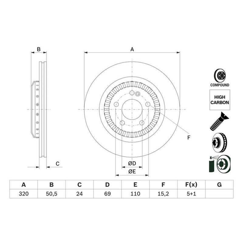 Bosch Rear Brake Vented Discs & Pads fits Mercedes-Benz S-Class 2013-2020