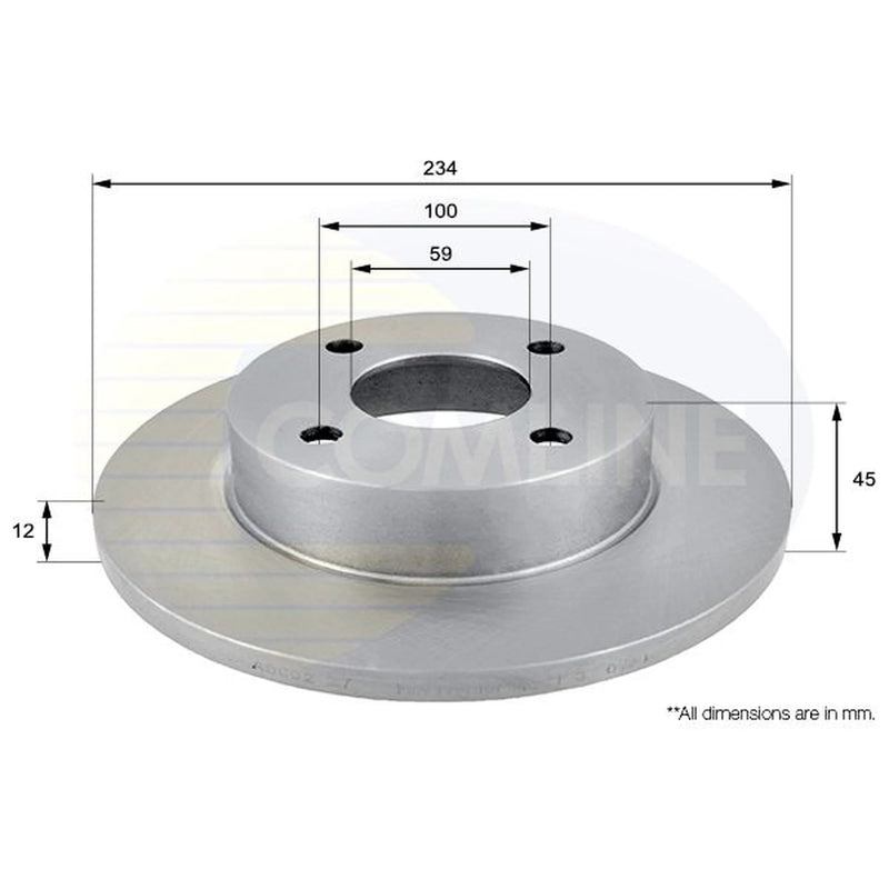 Comline 2 x Solid Brake Discs fits Nissan Micra II 1992-2003 1.0 1.3 1.4