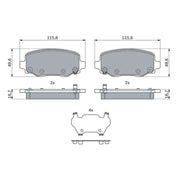 Bosch Front & Rear Pads fits Jeep Cherokee 2013-2018 2.0 2.2 3.2