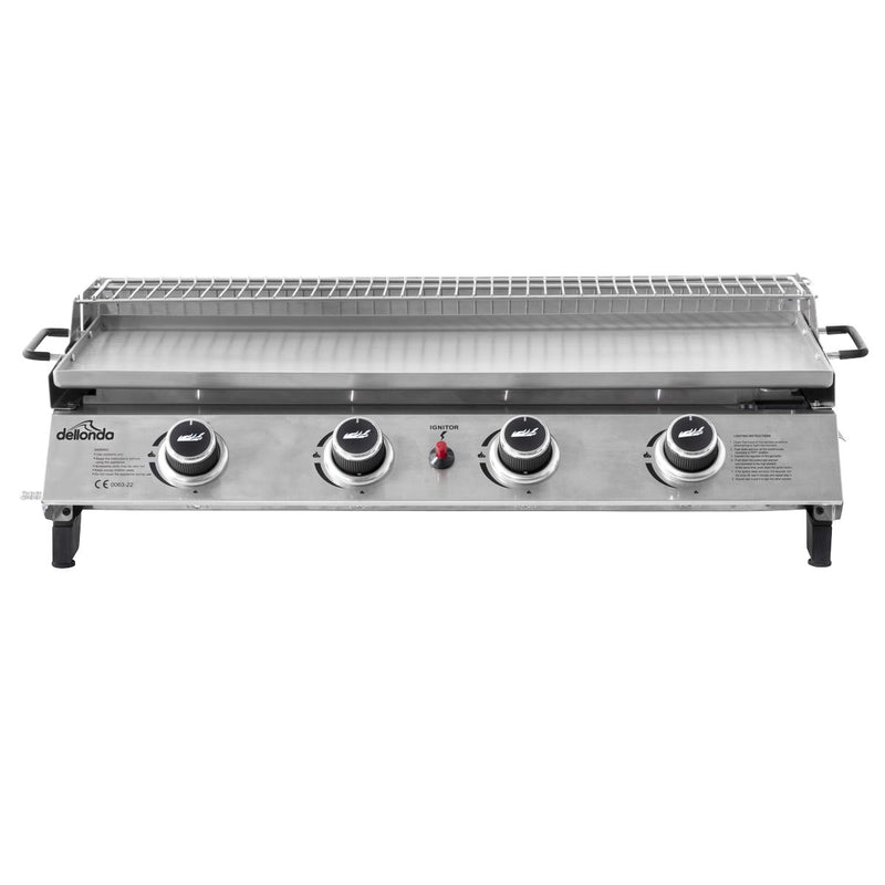Dellonda 4 Burner Stainless Steel Portable Gas Plancha with Warming Rack 10kW Dellonda - Dynamic Drive