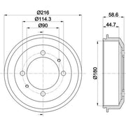 Mintex Brake Drum Assembly Rear fits Hyundai Accent 1994-2000 1.3 1.5