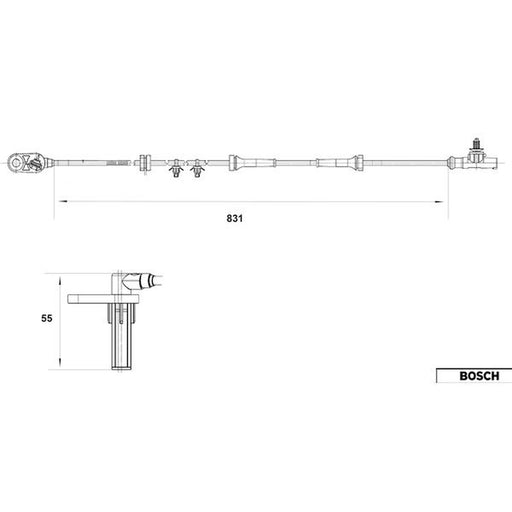 Bosch ABS Wheel Speed Sensor Rear Right fits Nissan Almera Tino 2000-2006