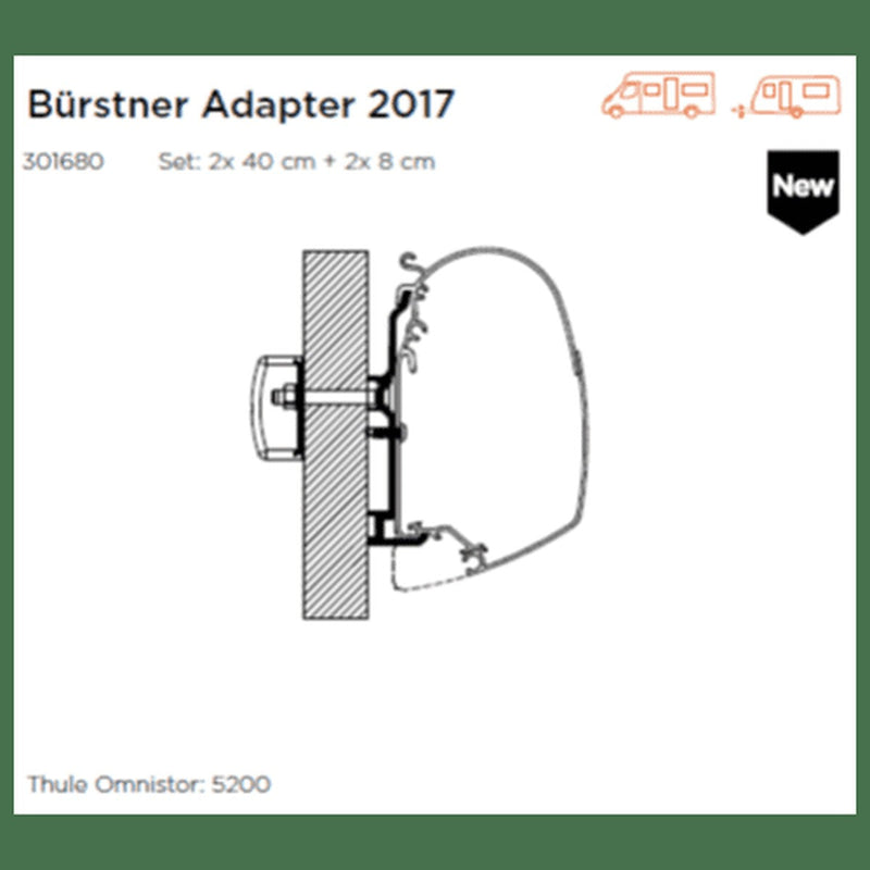 Thule Adapter Wall Bürstner 2017 (set: 2x 40cm + 2x 8cm) Thule - UK Camping And Leisure