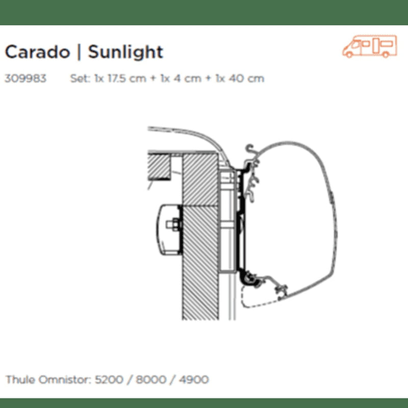Thule Adapter Wall Carado / Sunlight (set: 1x 175cm + 1x 4cm + 1x 40cm) Thule - NN4 Online