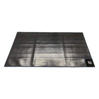 Olpro Awning Tunnel Mat 1500mm x 800mm Black Rubber checker board with Blue Edge Trim