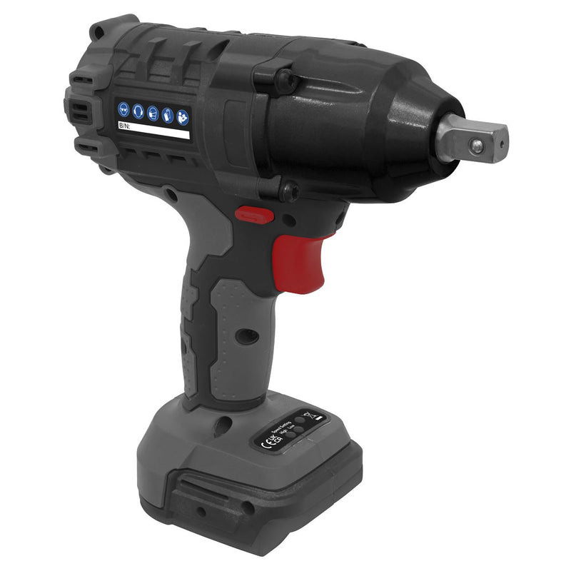 Premier SV20 Series 1/2"Sq Drive Brushless Cordless Impact Wrench 20V Body Only Sealey Premier - Dynamic Drive