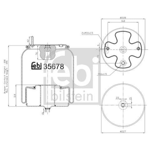 Febi Air Suspension Bellow 228mm Front Right 35678