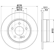 Mintex 2 x Solid Rear Brake Discs MDC2015-x2