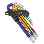 Sealey Twin Pack Long Ball-End Allen Hex Key & Torx Trx Star Multi-coloured Set Sealey  - Dynamic Drive