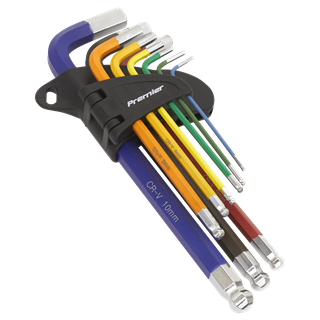 Sealey Twin Pack Long Ball-End Allen Hex Key & Torx Trx Star Multi-coloured Set Sealey  - Dynamic Drive