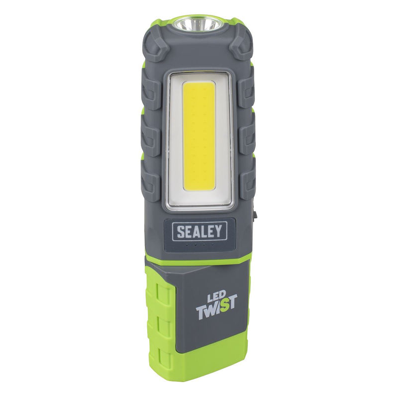 Sealey LED Twist Rechargeable Inspection Light 5W COB & 1W SMD LED601G Sealey - Dynamic Drive