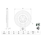Bosch 2 x Vented Brake Discs