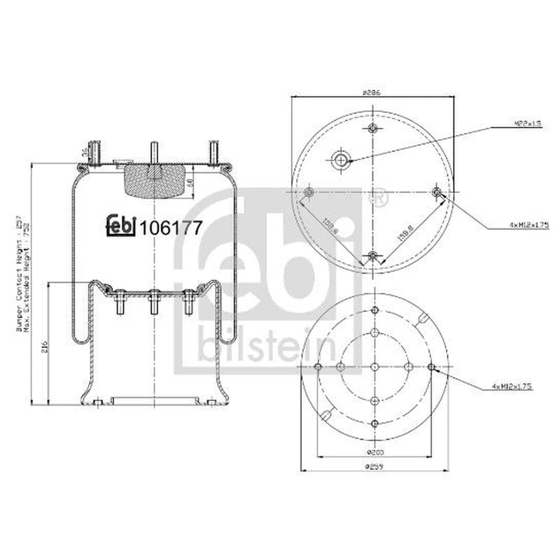 Febi Air Suspension Bellow 259mm 106177
