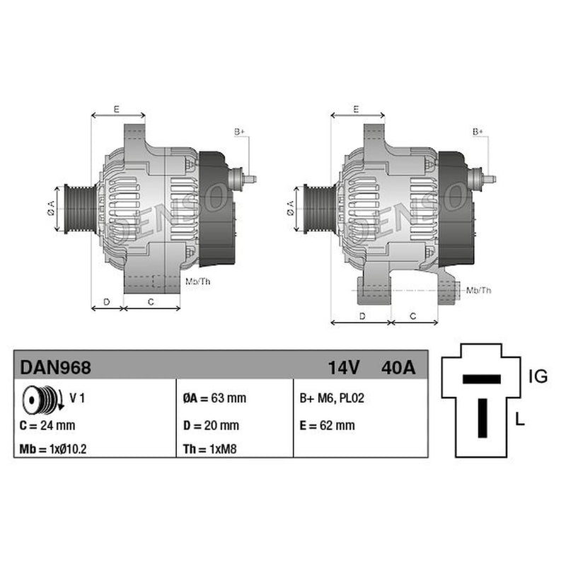 Denso Car Alternator 12V DAN968