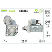 Valeo Starter Motor 12V 1.8kW 10 Teeth 438344