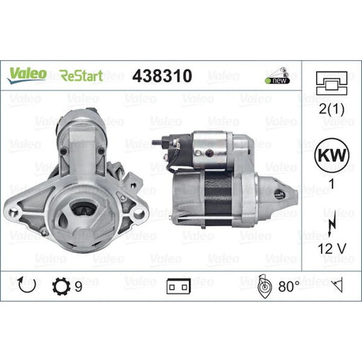 Valeo Starter Motor 12V 1kW 9 Teeth 438310