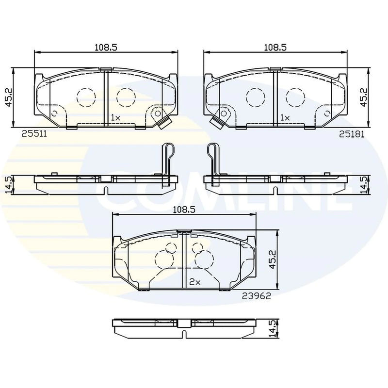 Comline 4 x Front Brake Pad Set fits Suzuki Swift III 2010-2017 1.2 1.6