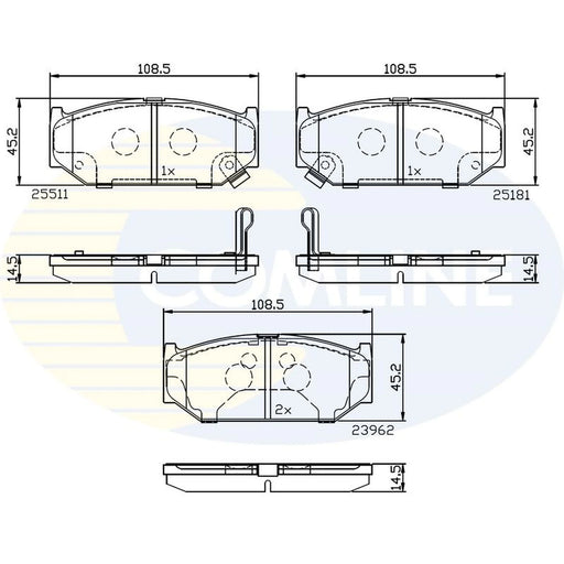 Comline 4 x Front Brake Pad Set fits Suzuki Swift III 2010-2017 1.2 1.6