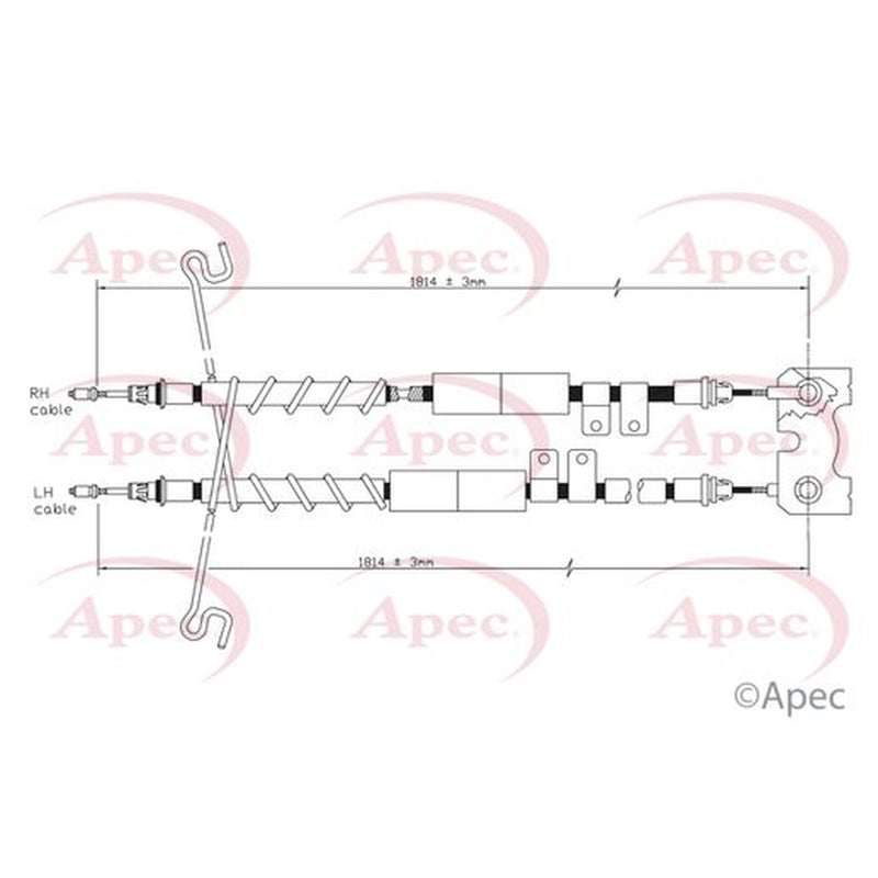 Apec Handbrake Cable Left Rear fits Ford Tourneo Connect 2002-2013 1.8