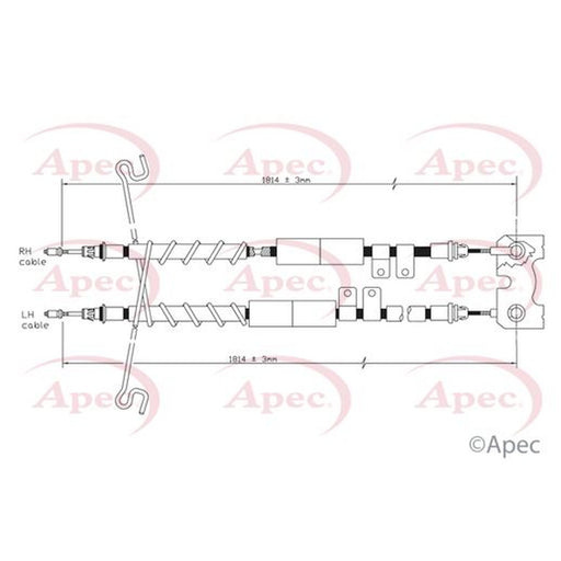 Apec Handbrake Cable Left Rear fits Ford Tourneo Connect 2002-2013 1.8