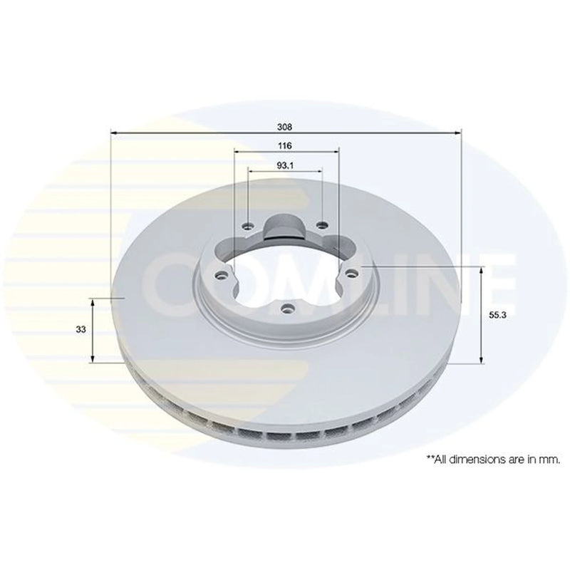 Comline 2 x Front Brake Discs ADC5069V-x2