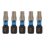 Draper Expert TX-STAR Impact Screwdriver Bits, T27 x 25mm, 1/4" Hex (Pack of 5) Draper - Dynamic Drive