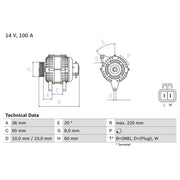 Bosch Car Alternator 12V 0 986 043 981