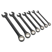 Sealey Premier Black Series 7pc Ratchet Combination Spanners Set 72 Tooth 8-19mm Sealey  - Dynamic Drive