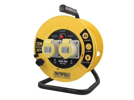 Faithfull Power Plus Open Cable Reel 110V 20m 16A 2 Socket (1.5mm Cable) Faithfull Power Plus - NN4 Online