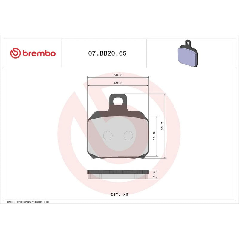 Brembo 2 x Rear Brake Pad Set fits Mv Agusta Brutale 2020 on