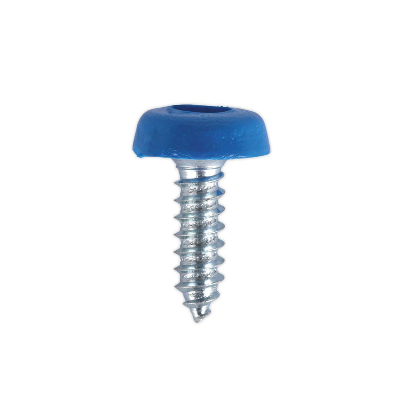 Sealey Numberplate Screw Plastic Enclosed Head 4.8 x 18mm Blue Pack of 50 PTNP4 Sealey - Dynamic Drive