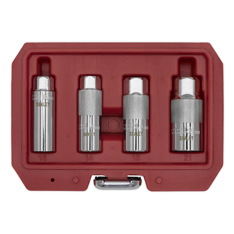 Sealey Spark Plug Socket Set 4pc 3/8" Drive 14mm 16mm 21mm Sockets Thin Wall Sealey  - Dynamic Drive