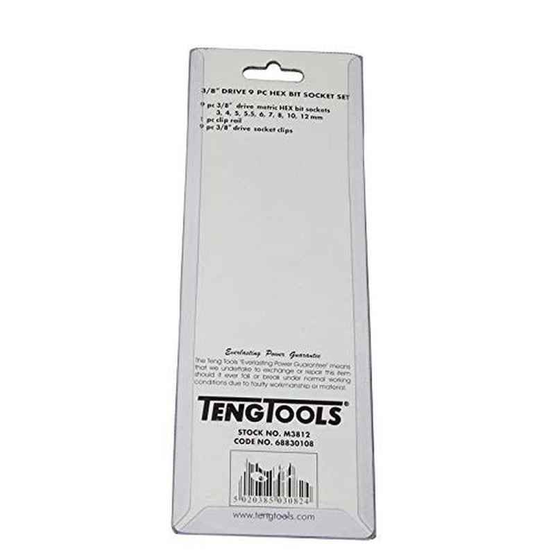 Teng Tools 3/8" Hex Bit Socket Clip Rail Set 9 Pieces Teng Tools - Dynamic Drive