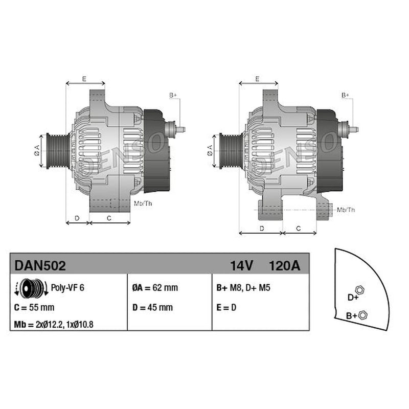 Denso Car Alternator 12V fits Alfa Romeo 147 2001-2010 1.9