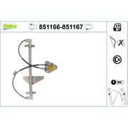 Valeo Electric Window Regulator Lifter Right Rear 851167
