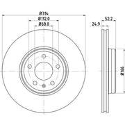 Mintex 2 x Vented Front Brake Discs MDC2200C-x2