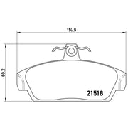 Brembo 4 x Front Brake Pad Set fits MG Mgf 1995-2002 1.6 1.8