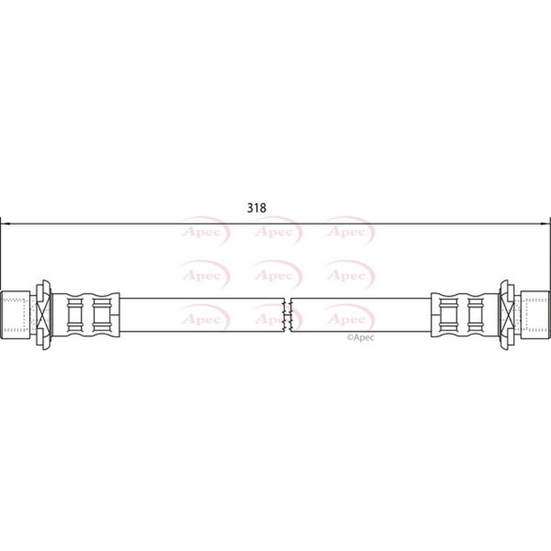 Apec Brake Hydraulic Hose Line Rear fits Toyota Yaris Verso 1999-2005 1.3 1.4