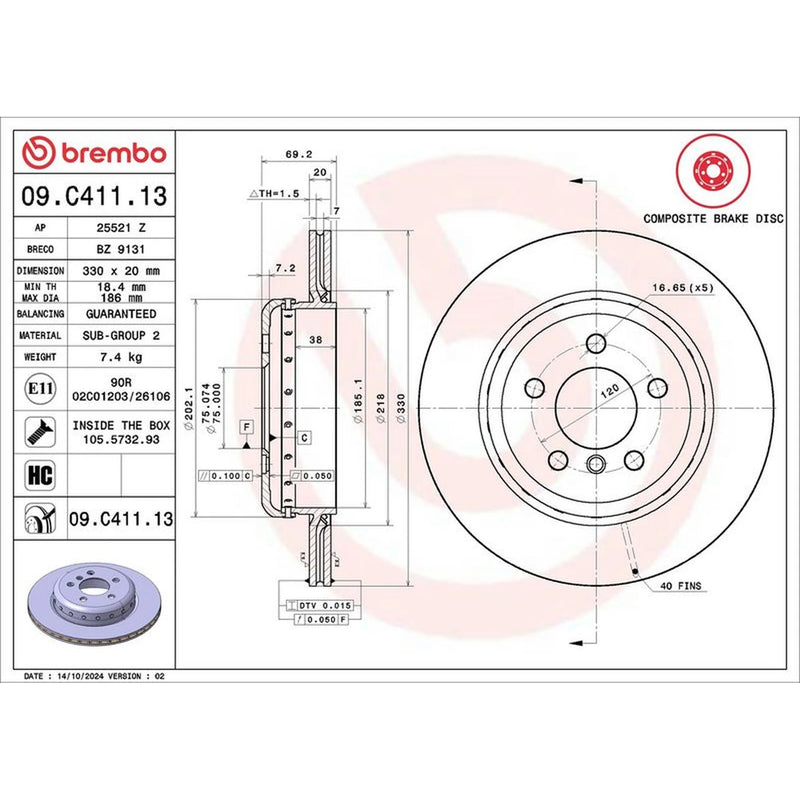 Brembo Front Aluminium Brake Disc Hub & Rear Aluminium Brake Disc Hub fits BMW 5