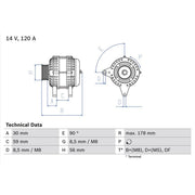 Bosch Car Alternator 12V 0 986 040 350
