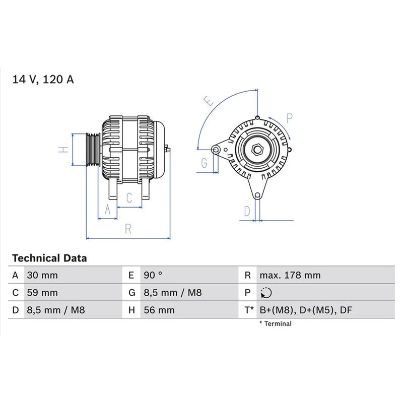 Bosch Car Alternator 12V 0 986 040 350