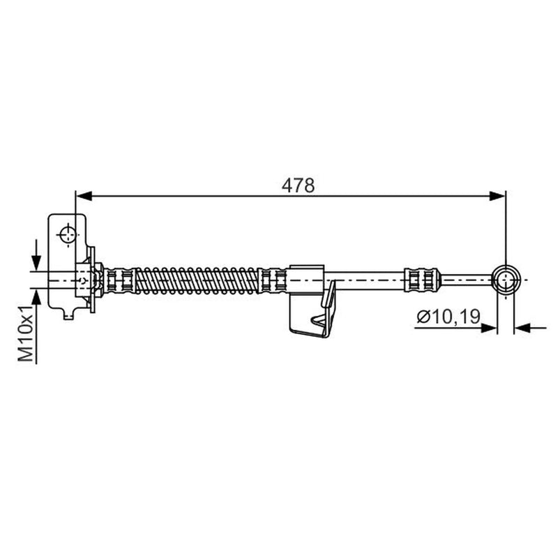 Bosch Brake Hydraulic Hose Line Front Left fits Hyundai Getz 2002-2010