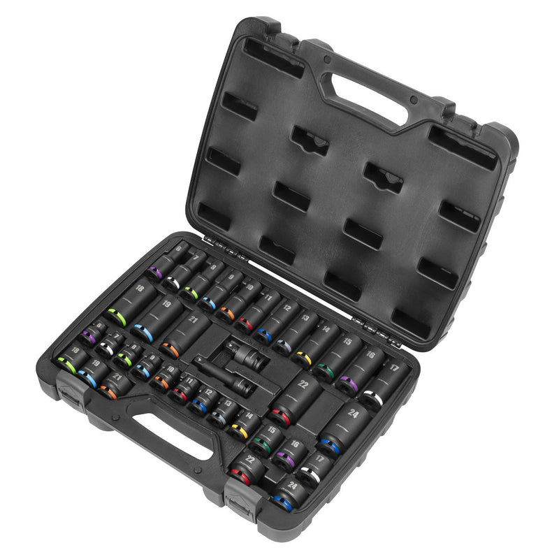 Sealey Premier Premier Impact Socket Set 3/8"Sq Drive 36pc AK5633M Sealey Premier - Dynamic Drive