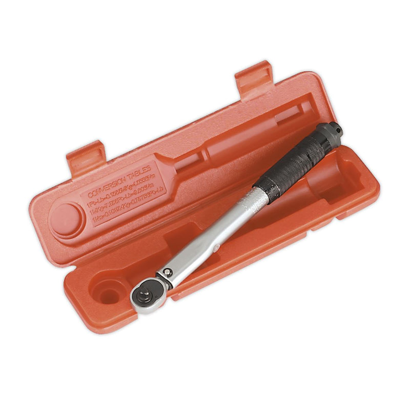 Sealey Torque Wrench Micrometer Style 1/4"Sq Drive 5-25Nm(44-221lb.in) Calibrate Sealey - Dynamic Drive