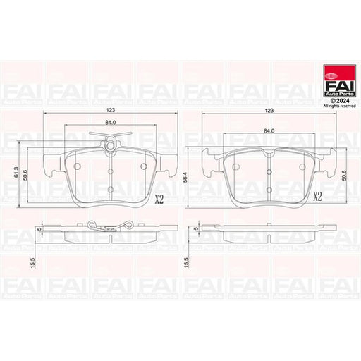 FAI Rear Brake Pad Set fits Audi A3 2012-2020 1.0 1.2 1.4 1.5 1.6 1.8