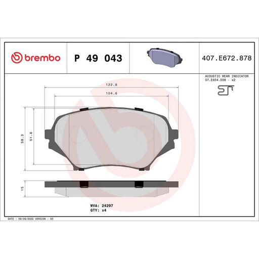 Brembo 4 x Front Brake Pad Set fits Mazda MX-5 2005-2016 1.8 2.0