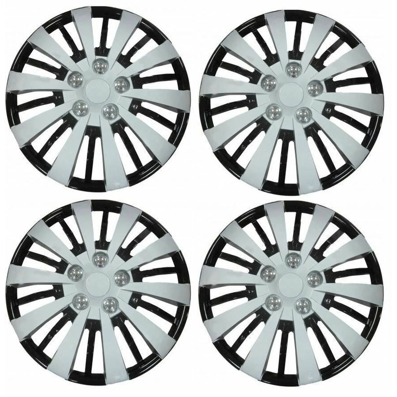 JRP 4x Wheel Trims Hub Caps 14" Covers Silver & Black Alloy Look