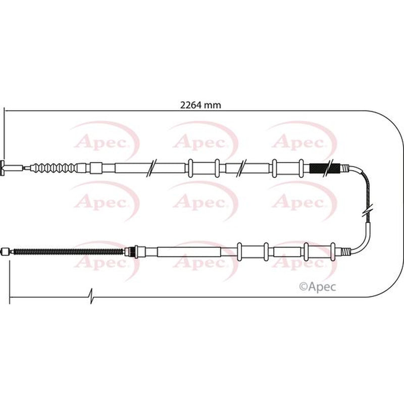 Apec Handbrake Cable Left Rear fits Fiat Multipla 1999-2010 1.6 1.9