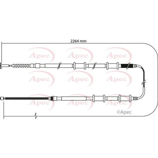 Apec Handbrake Cable Left Rear fits Fiat Multipla 1999-2010 1.6 1.9
