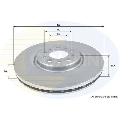 Comline 2 x Front Brake Discs ADC1827V-x2